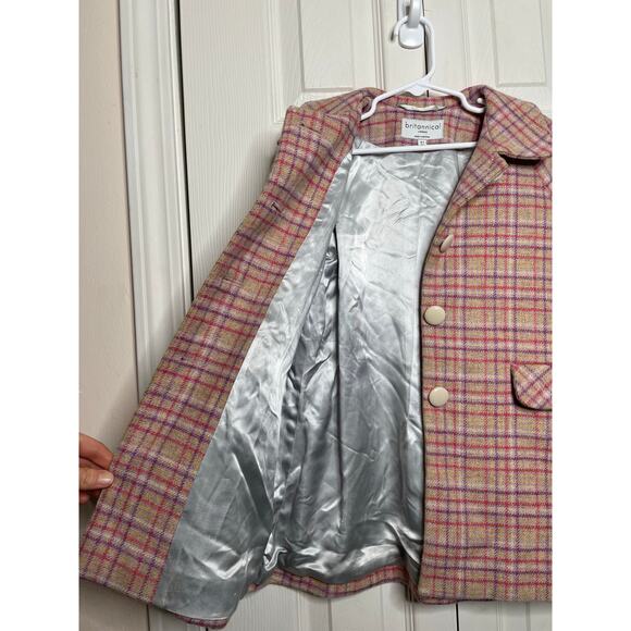 Britannical Girls Islington Coat Highgate Tweed Blossom Check Size 6-7 - Picture 5 of 9